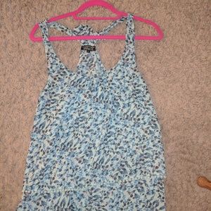 Blue floral tank blouse